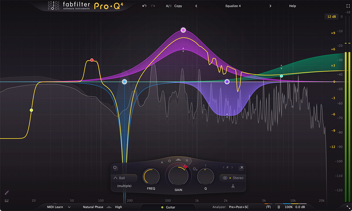 FabFilter Pro-Q 4 EQ plugin felülete